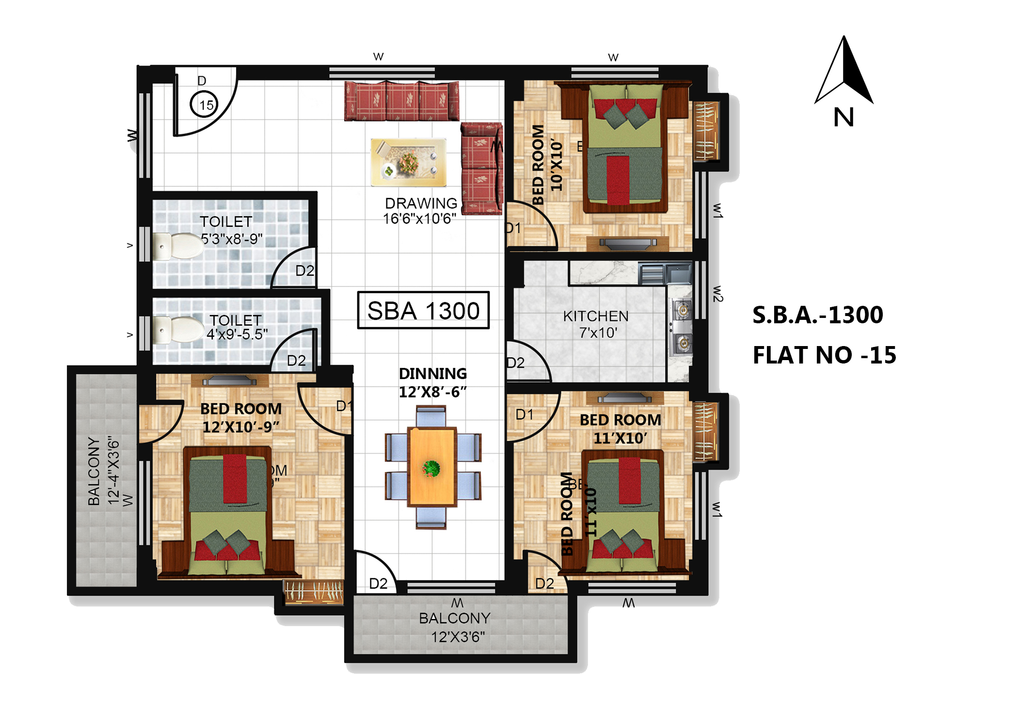 flat no 15(1) 3BHK